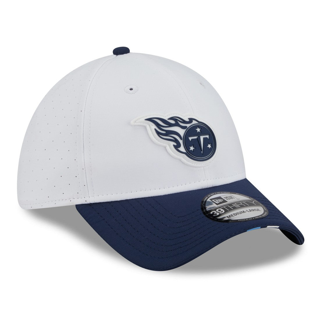 Tennessee Titans New Era 2025 NFL Training Camp 39THIRTY Flex Hat - White/Navy Hats