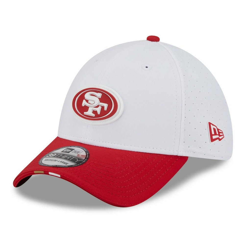 San Francisco 49ers New Era 2025 NFL Training Camp 39THIRTY Flex Hat - White/Scarlet Hats