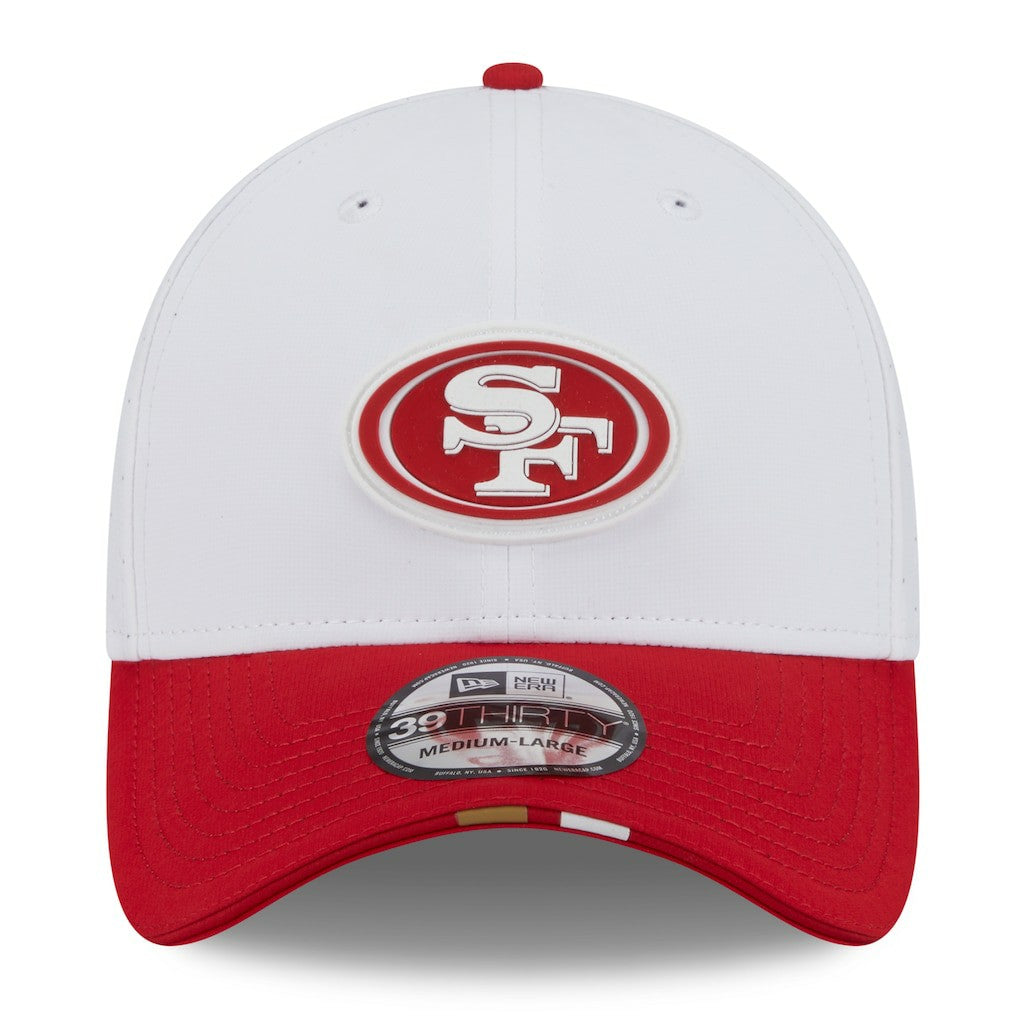 San Francisco 49ers New Era 2025 NFL Training Camp 39THIRTY Flex Hat - White/Scarlet Hats