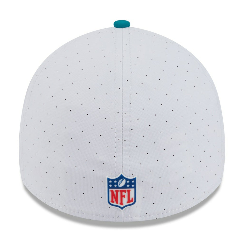 Miami Dolphins New Era 2025 NFL Training Camp Throwback Logo 39THIRTY Flex Hat - White/Aqua Hats