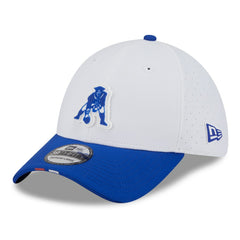 New England Patriots New Era 2025 NFL Training Camp Throwback Logo 39THIRTY Flex Hat - White/Royal Hats