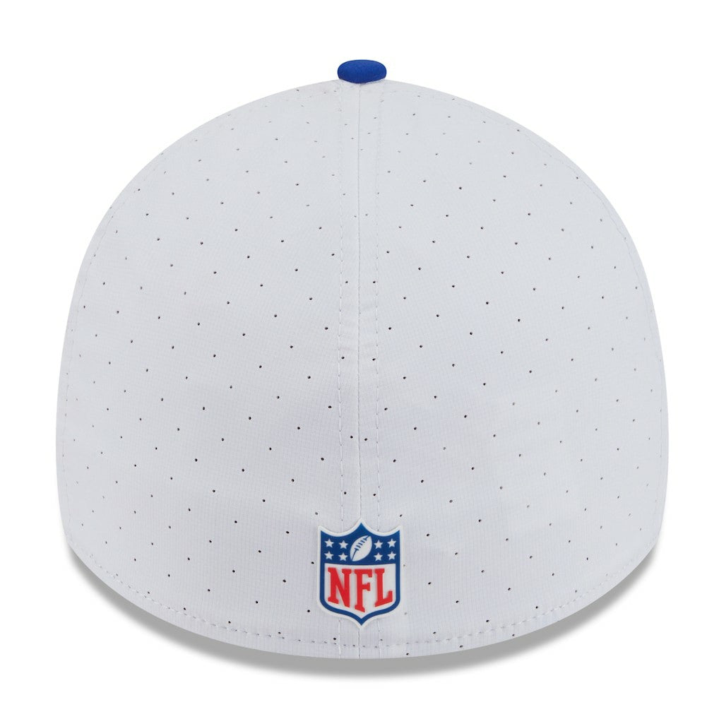 New England Patriots New Era 2025 NFL Training Camp Throwback Logo 39THIRTY Flex Hat - White/Royal Hats