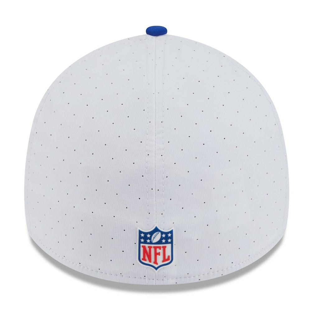 New England Patriots New Era 2025 NFL Training Camp Throwback Logo 39THIRTY Flex Hat - White/Royal Hats