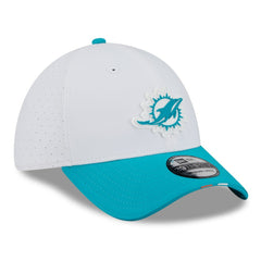 Miami Dolphins New Era 2025 NFL Training Camp 39THIRTY Flex Hat - White/Aqua Hats