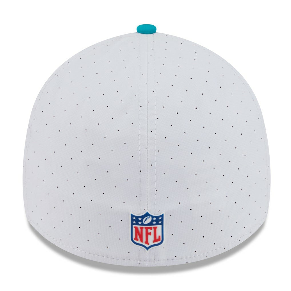 Miami Dolphins New Era 2025 NFL Training Camp 39THIRTY Flex Hat - White/Aqua Hats