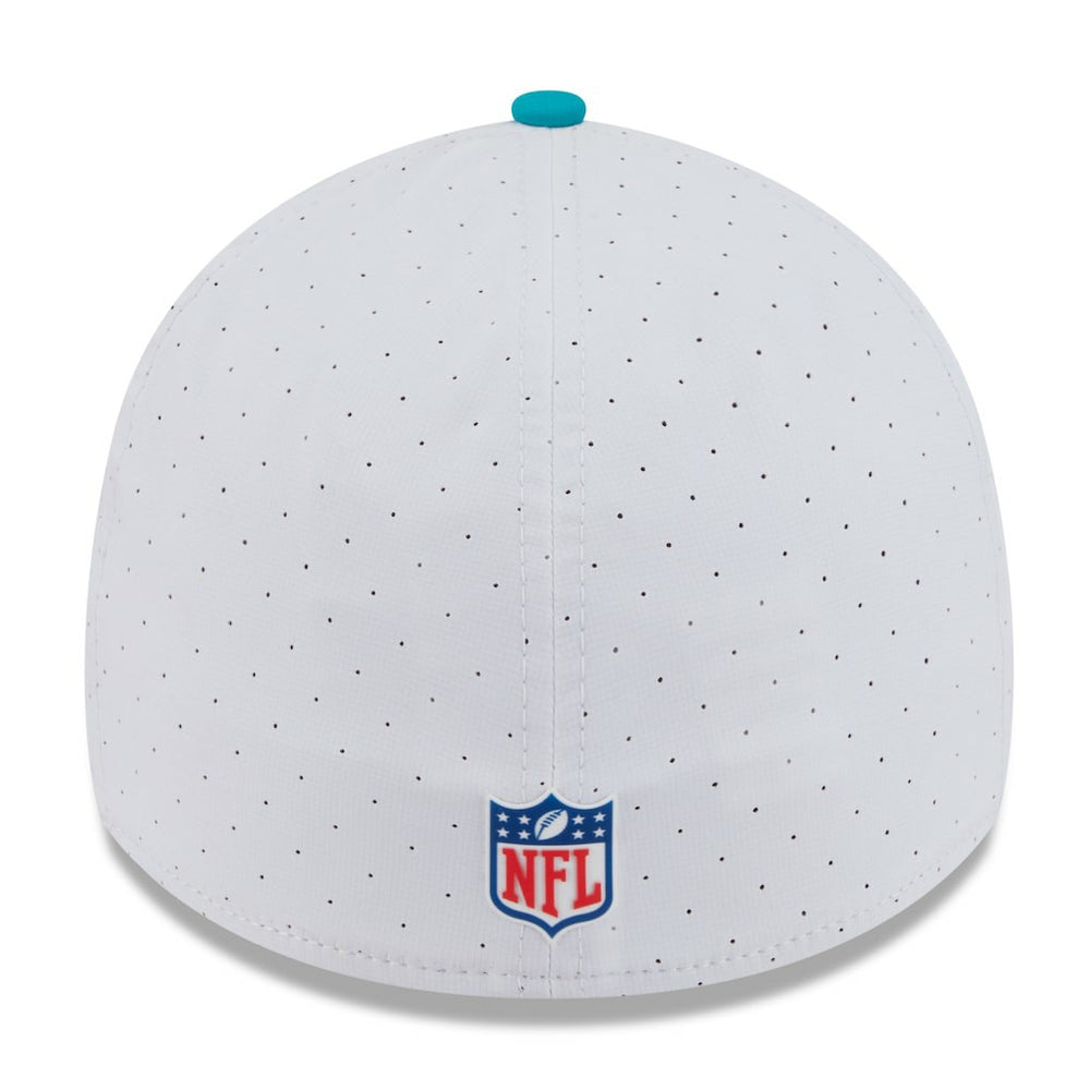 Miami Dolphins New Era 2025 NFL Training Camp 39THIRTY Flex Hat - White/Aqua Hats