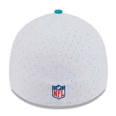 Miami Dolphins New Era 2025 NFL Training Camp 39THIRTY Flex Hat - White/Aqua Hats