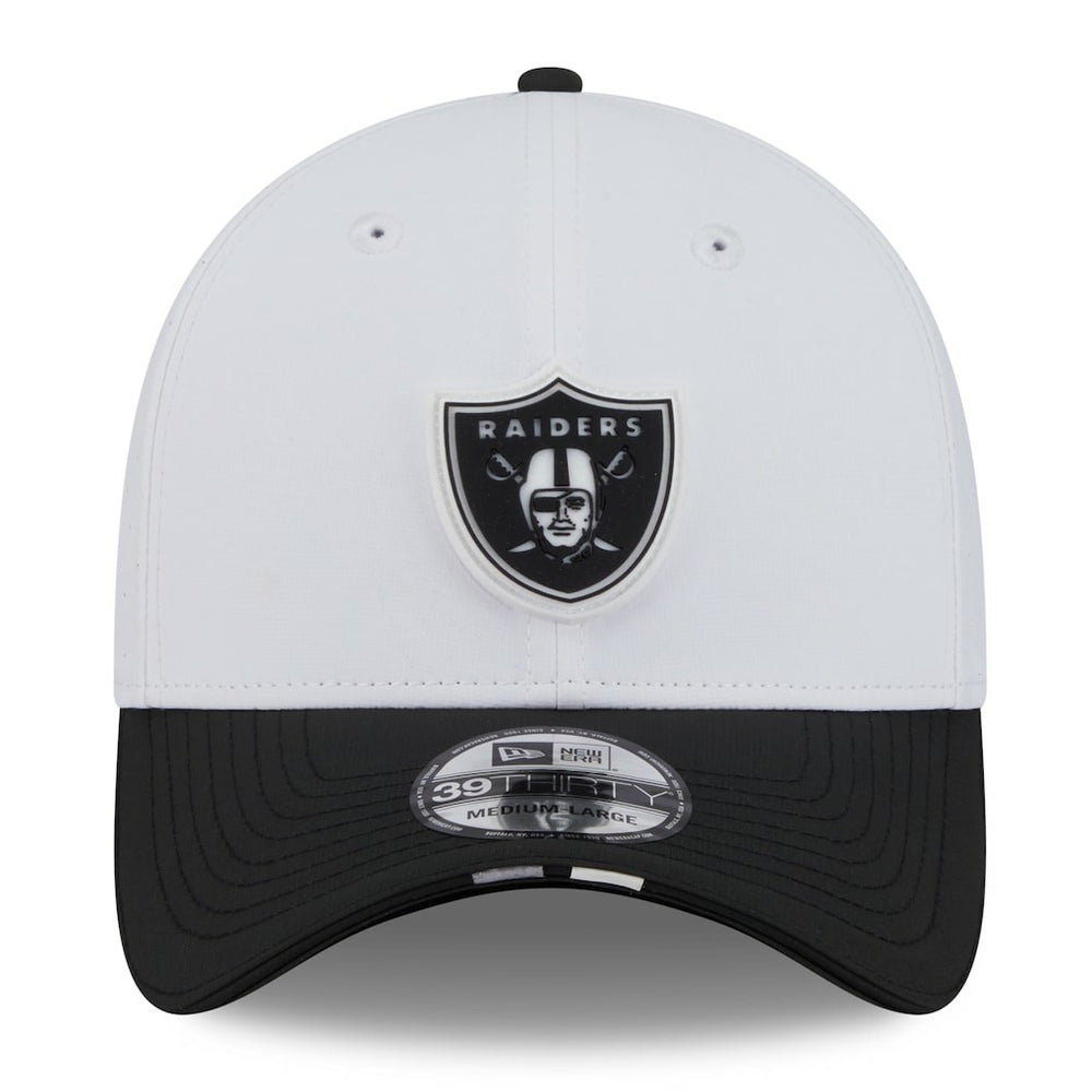 Las Vegas Raiders New Era 2025 NFL Training Camp 39THIRTY Flex Hat - White/Black Hats