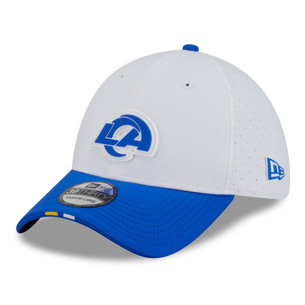 Los Angeles Rams New Era 2025 NFL Training Camp 39THIRTY Flex Hat - White/Royal Hats