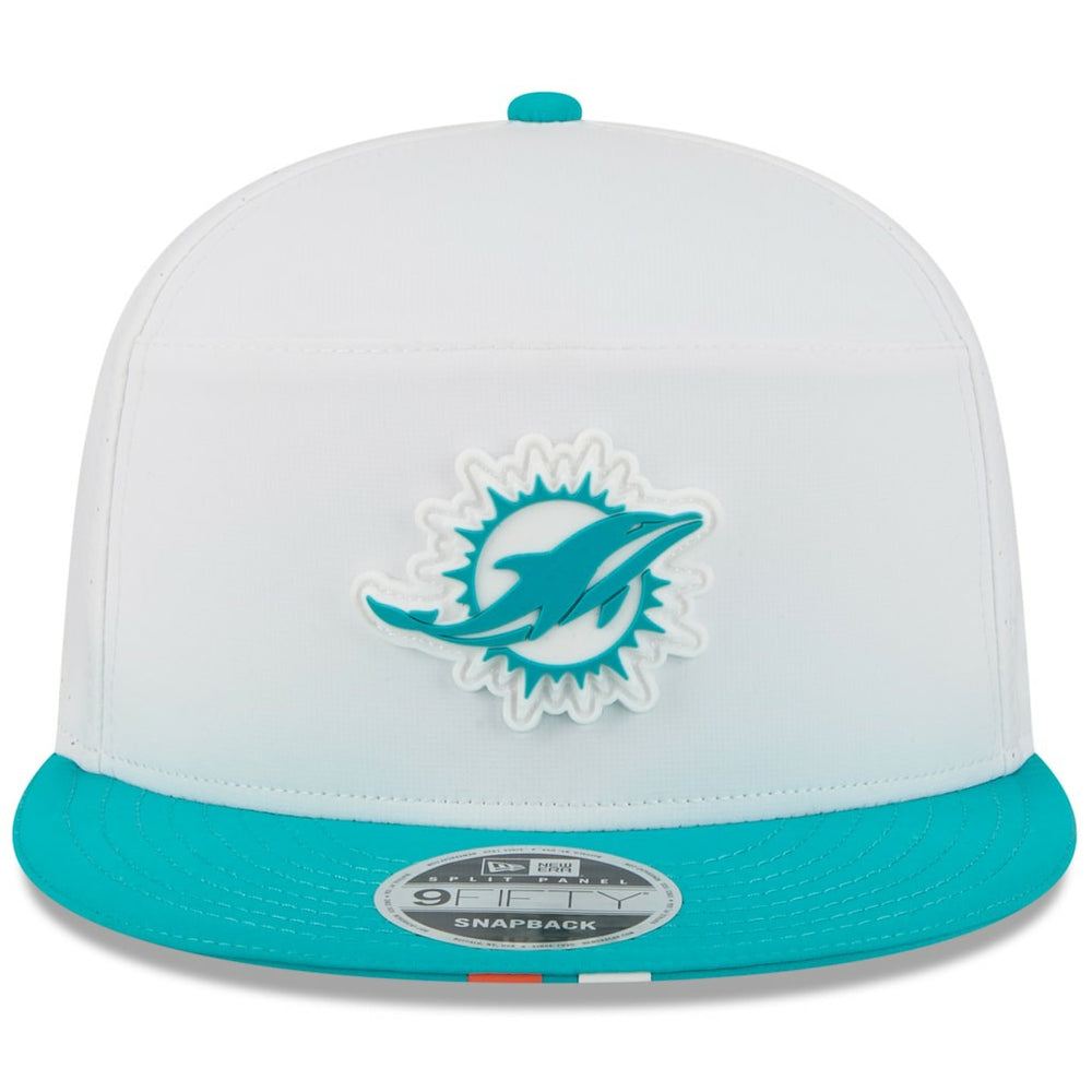 Miami Dolphins New Era 2025 NFL Training Camp Split Panel 9FIFTY Snapback Hat - White/Aqua Hats
