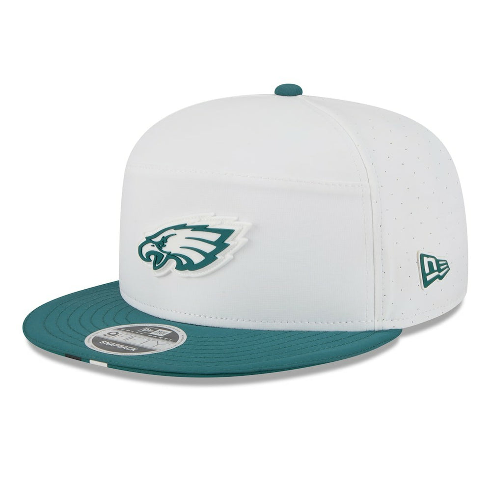 Philadelphia Eagles New Era 2025 NFL Training Camp Split Panel 9FIFTY Snapback Hat - White/Midnight Green Hats