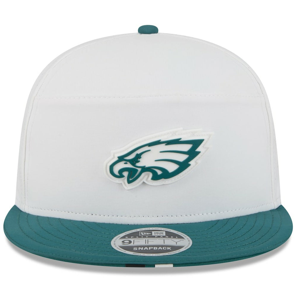Philadelphia Eagles New Era 2025 NFL Training Camp Split Panel 9FIFTY Snapback Hat - White/Midnight Green Hats