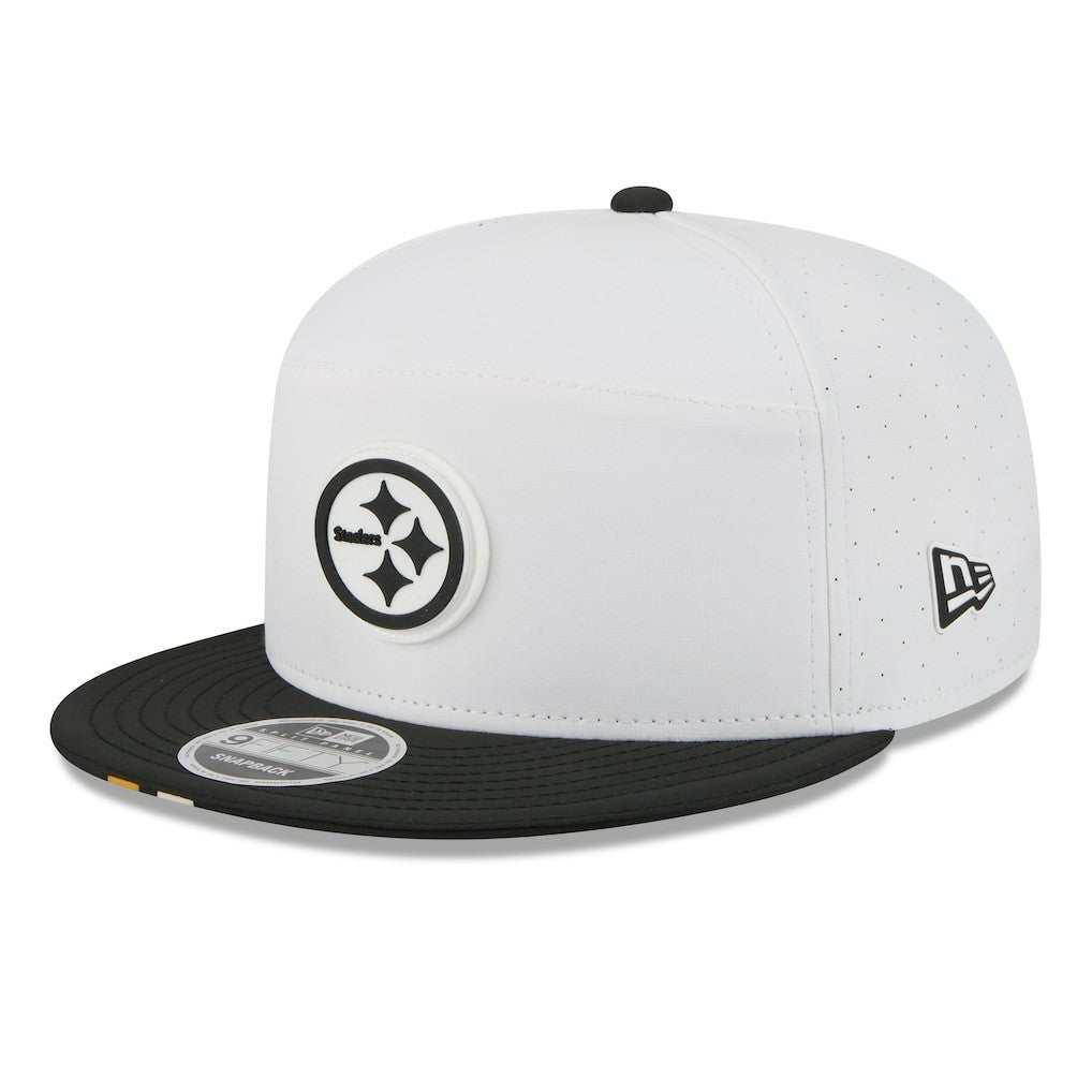 Pittsburgh Steelers New Era 2025 NFL Training Camp Split Panel 9FIFTY Snapback Hat - White/Black Hats