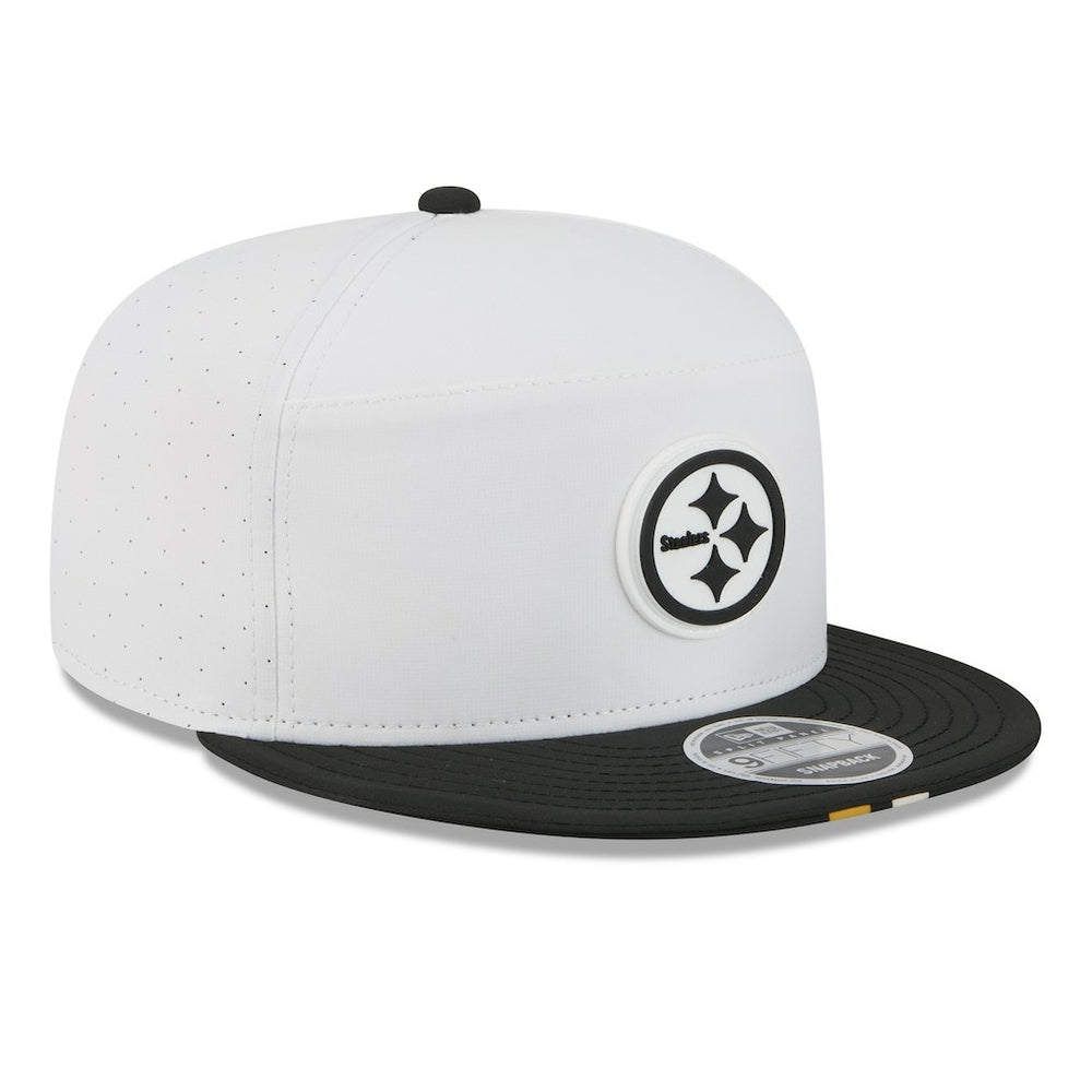 Pittsburgh Steelers New Era 2025 NFL Training Camp Split Panel 9FIFTY Snapback Hat - White/Black Hats