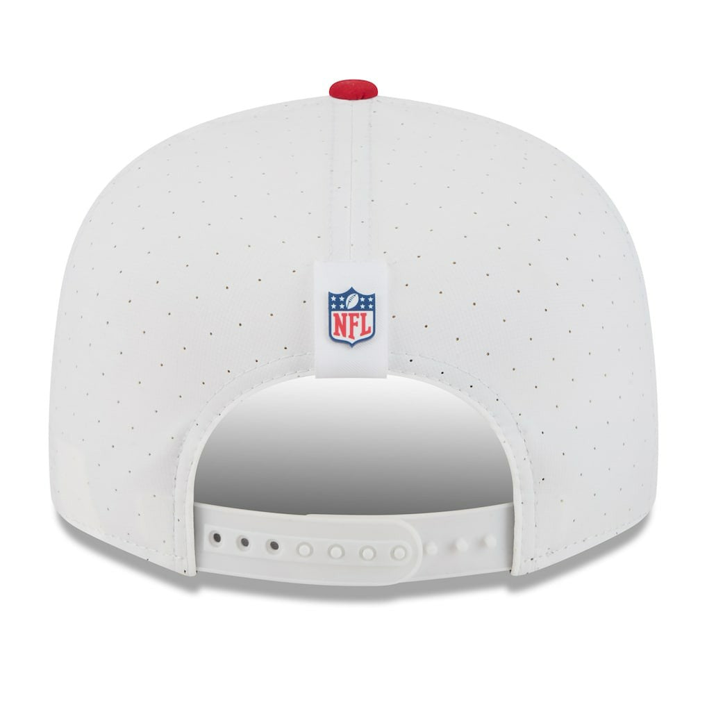 San Francisco 49ers New Era 2025 NFL Training Camp Split Panel 9FIFTY Snapback Hat - White/Scarlet Hats