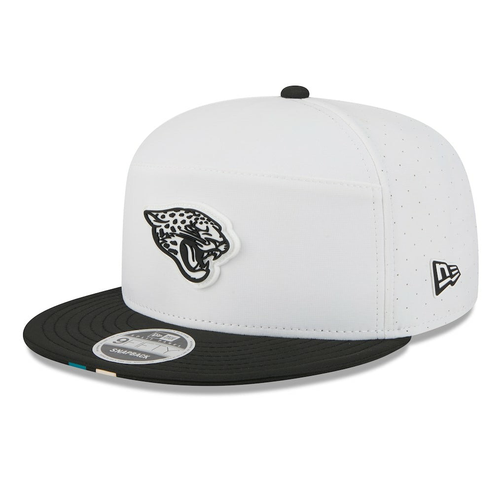 Jacksonville Jaguars New Era 2025 NFL Training Camp Split Panel 9FIFTY Snapback Hat - White/Black Hats