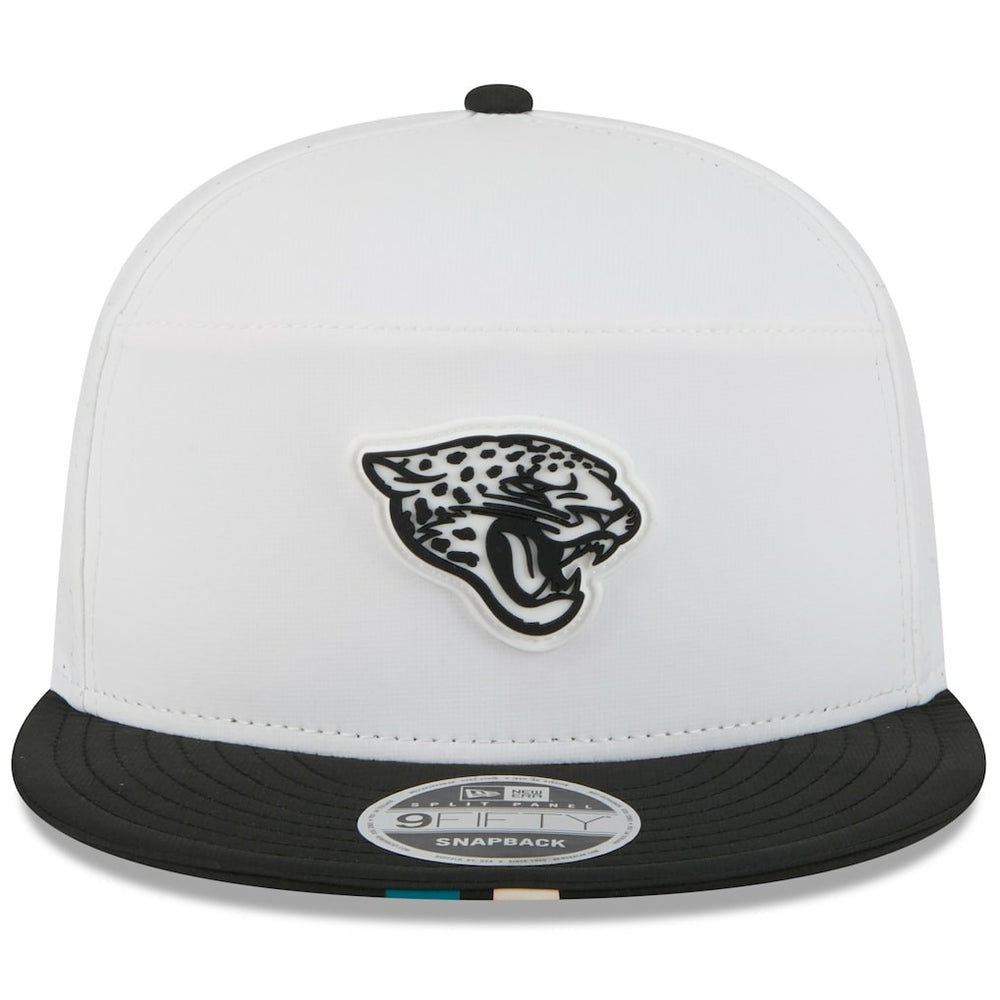 Jacksonville Jaguars New Era 2025 NFL Training Camp Split Panel 9FIFTY Snapback Hat - White/Black Hats