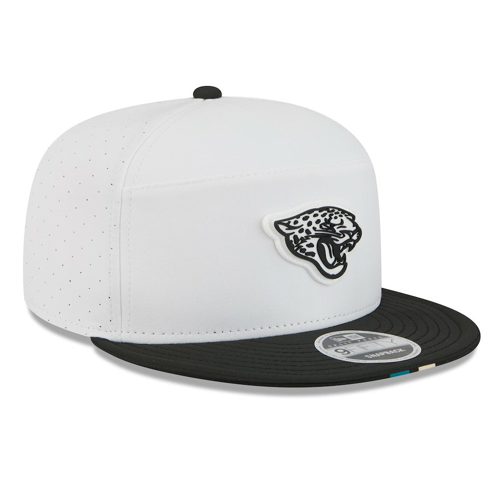 Jacksonville Jaguars New Era 2025 NFL Training Camp Split Panel 9FIFTY Snapback Hat - White/Black Hats