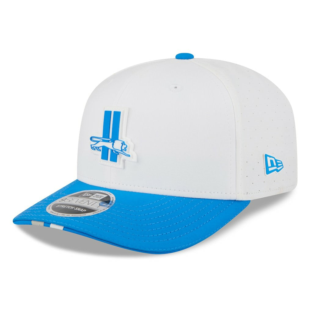 Detroit Lions New Era 2025 NFL Training Camp Throwback Logo 9SEVENTY Adjustable Hat - White/Blue Hats