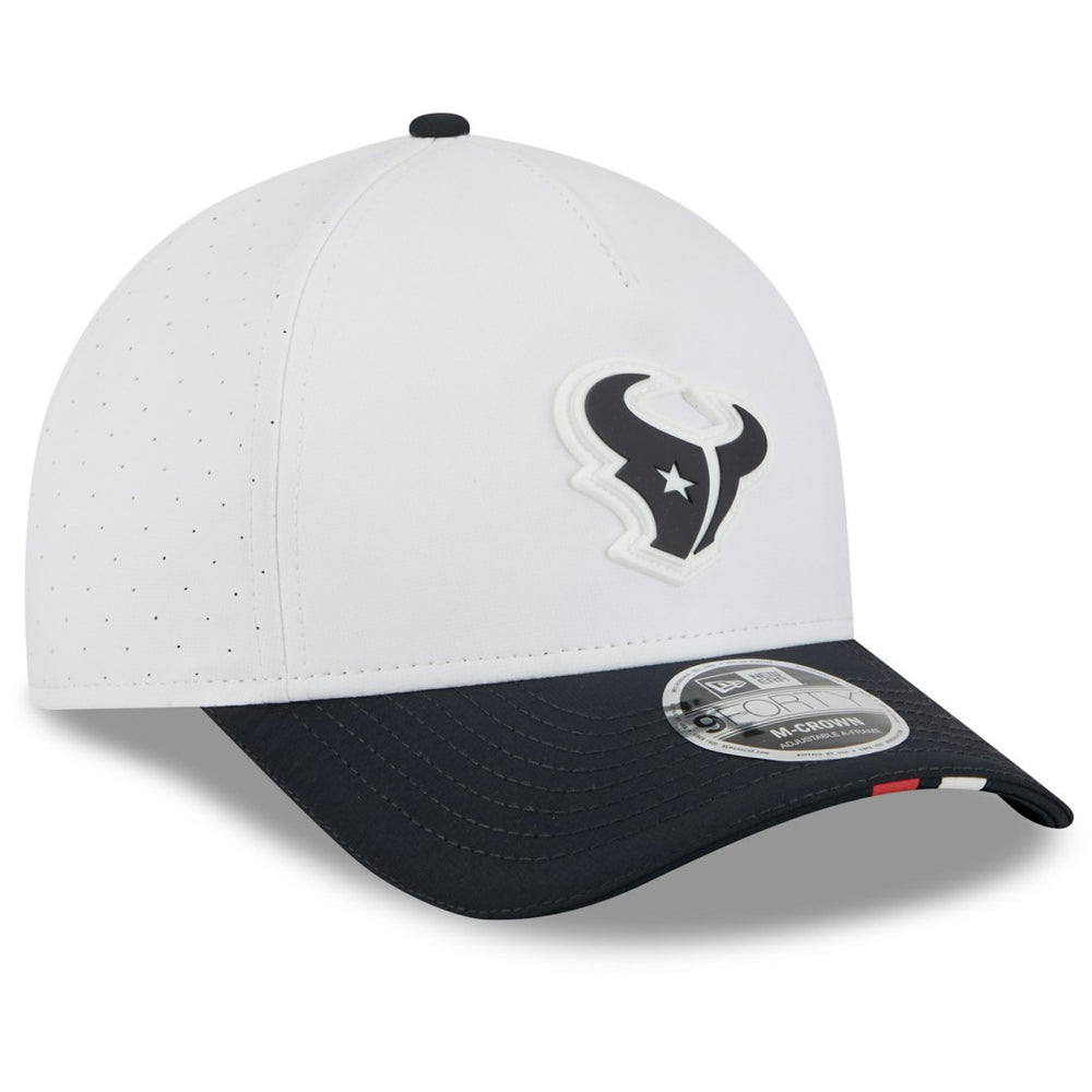 Houston Texans New Era 2025 NFL Training Camp A-Frame 9FORTY Adjustable Hat - White/Navy Hats