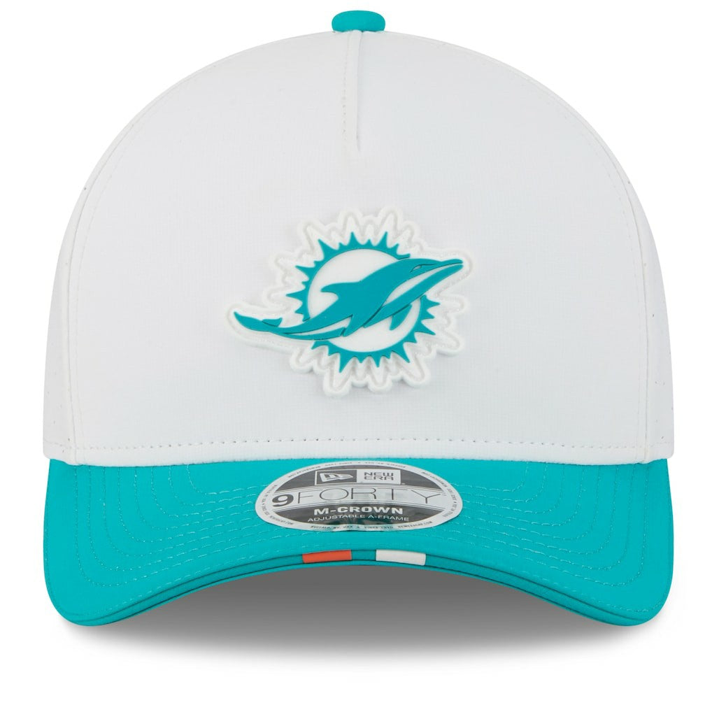 Miami Dolphins New Era 2025 NFL Training Camp A-Frame 9FORTY Adjustable Hat - White/Aqua Hats
