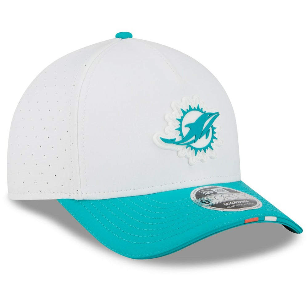 Miami Dolphins New Era 2025 NFL Training Camp A-Frame 9FORTY Adjustable Hat - White/Aqua Hats
