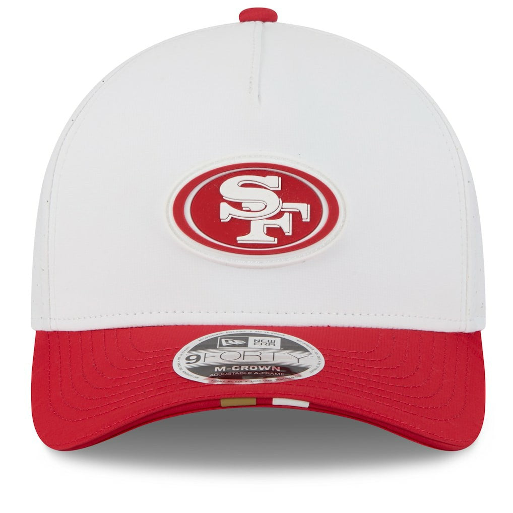 San Francisco 49ers New Era 2025 NFL Training Camp A-Frame 9FORTY Adjustable Hat - White/Scarlet Hats