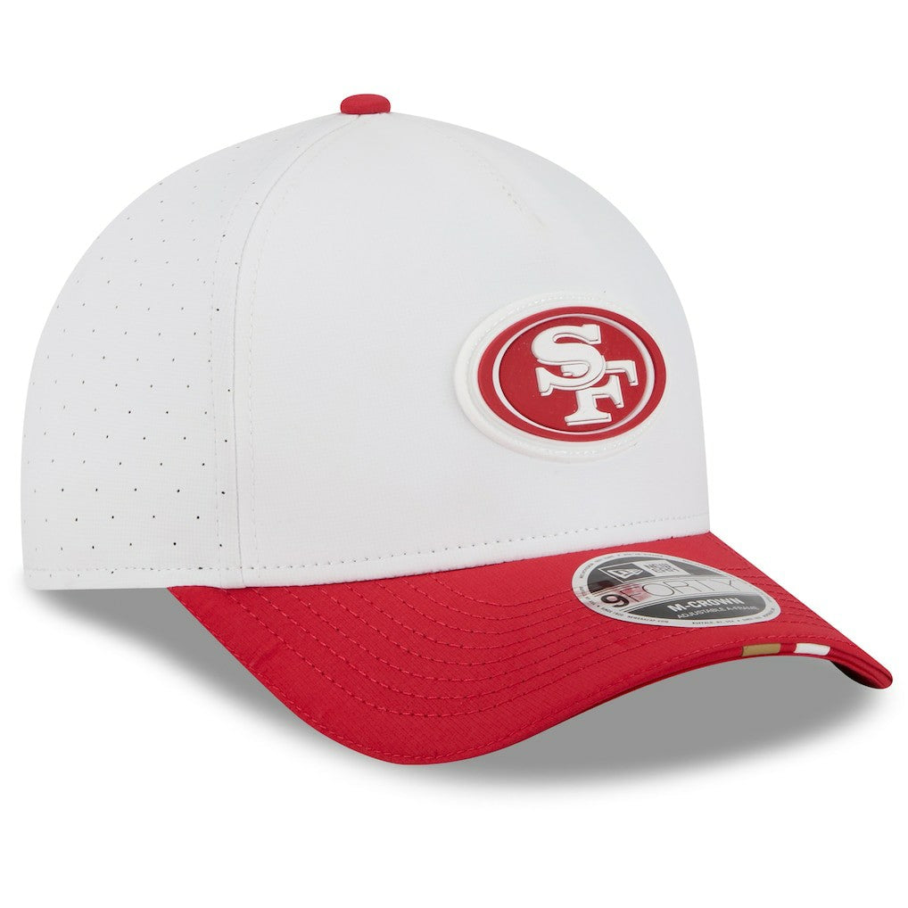 San Francisco 49ers New Era 2025 NFL Training Camp A-Frame 9FORTY Adjustable Hat - White/Scarlet Hats