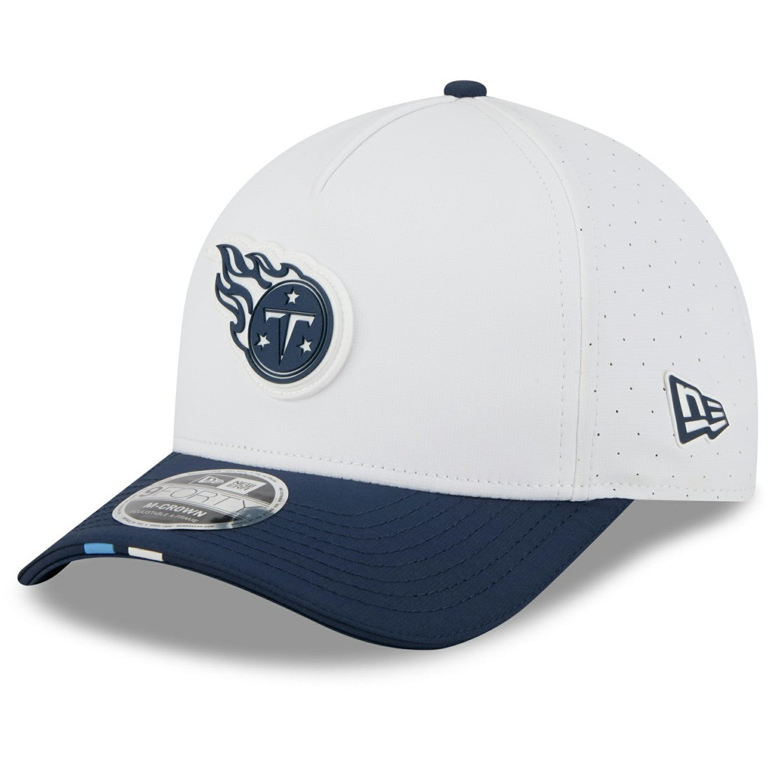 Tennessee Titans New Era 2025 NFL Training Camp A-Frame 9FORTY Adjustable Hat - White/Navy Hats