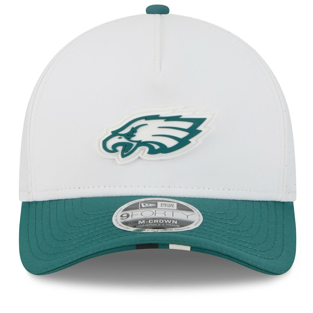 Philadelphia Eagles New Era 2025 NFL Training Camp A-Frame 9FORTY Adjustable Hat - White/Midnight Green Hats