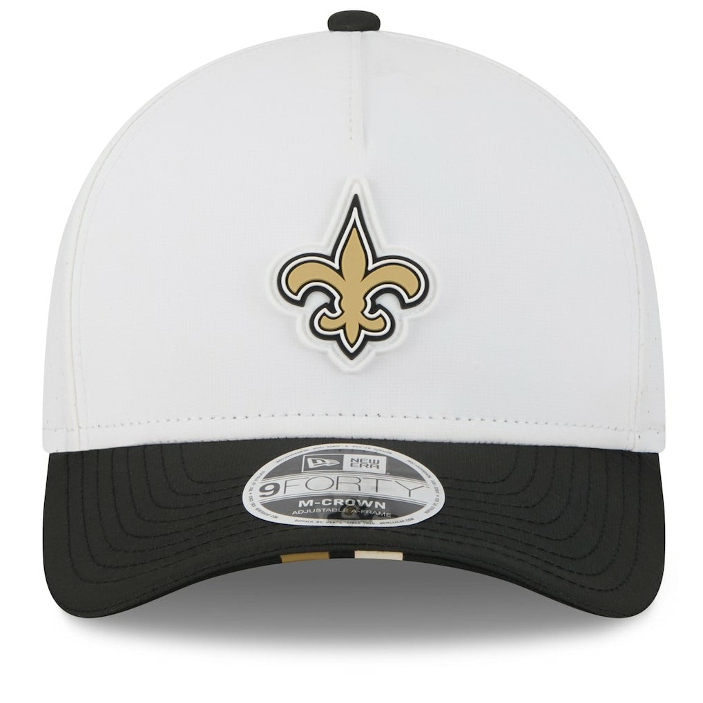 New Orleans Saints New Era 2025 NFL Training Camp A-Frame 9FORTY Adjustable Hat - White/Black Hats