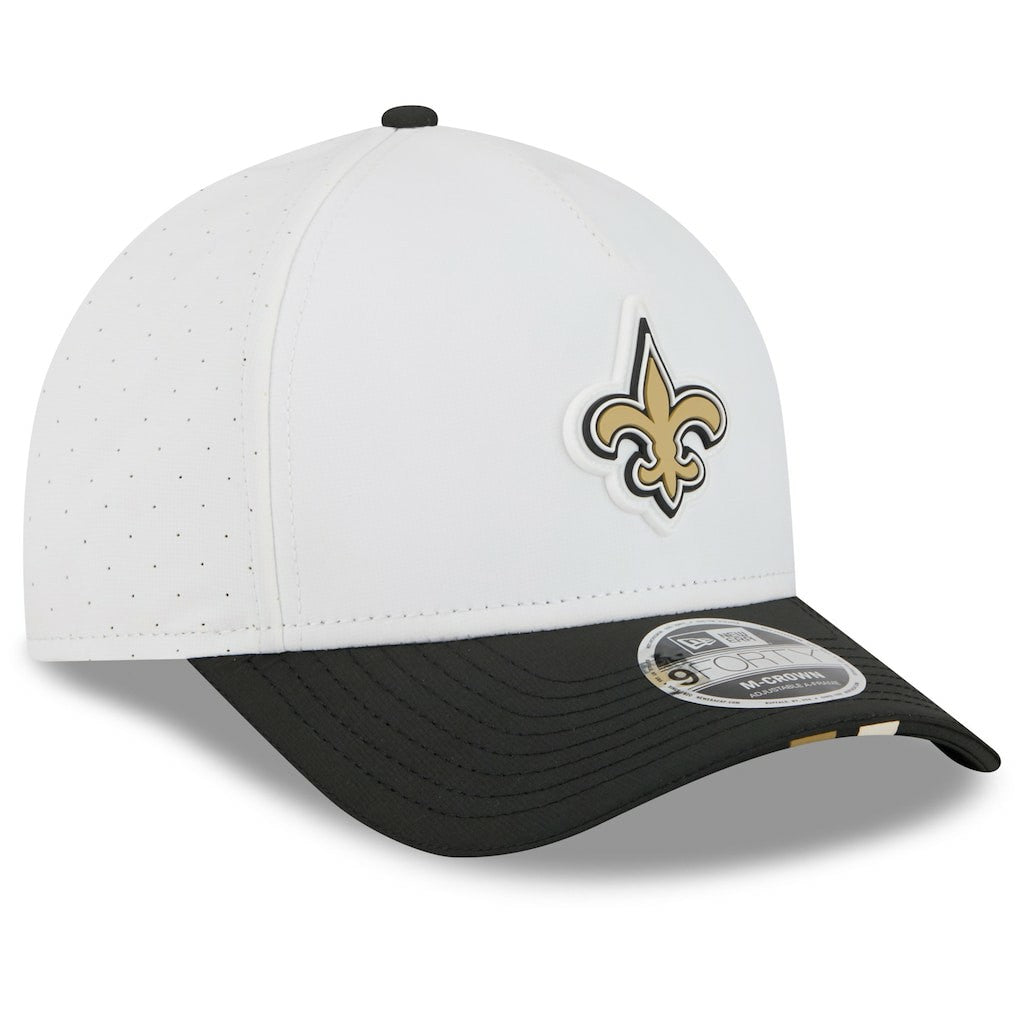 New Orleans Saints New Era 2025 NFL Training Camp A-Frame 9FORTY Adjustable Hat - White/Black Hats