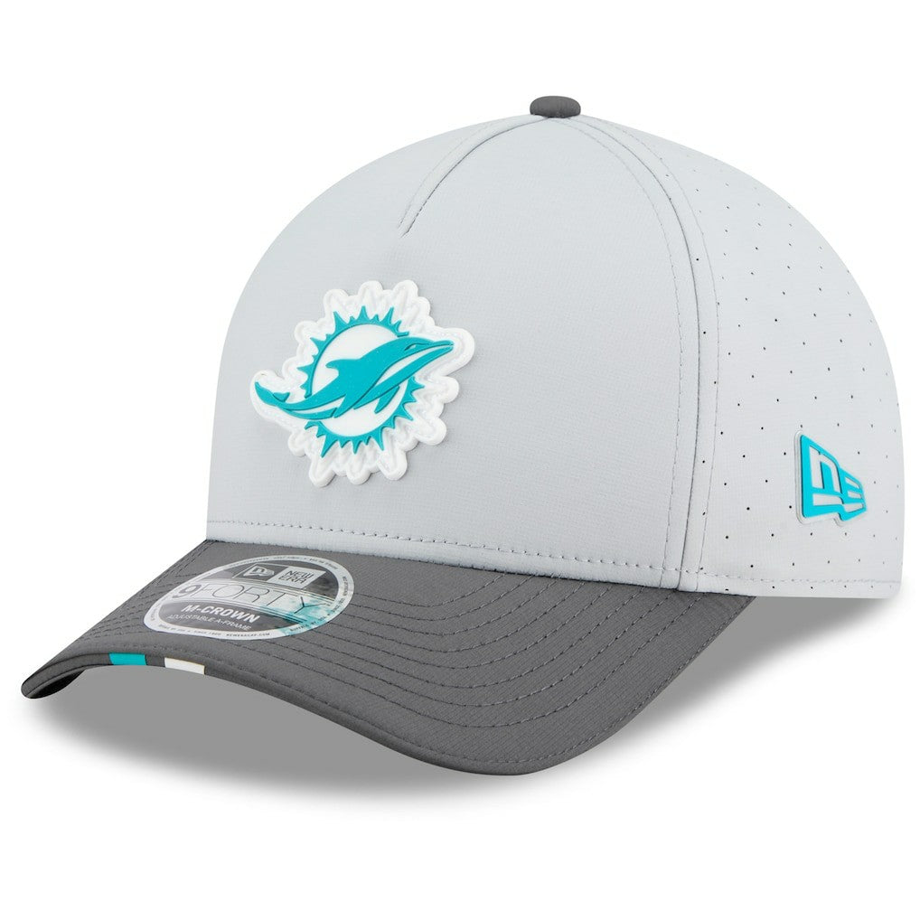 Miami Dolphins New Era 2025 NFL Training Camp A-Frame 9FORTY Adjustable Hat - Gray/Graphite Hats