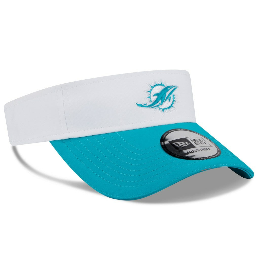 Miami Dolphins New Era 2025 NFL Training Camp Adjustable Visor - White/Aqua