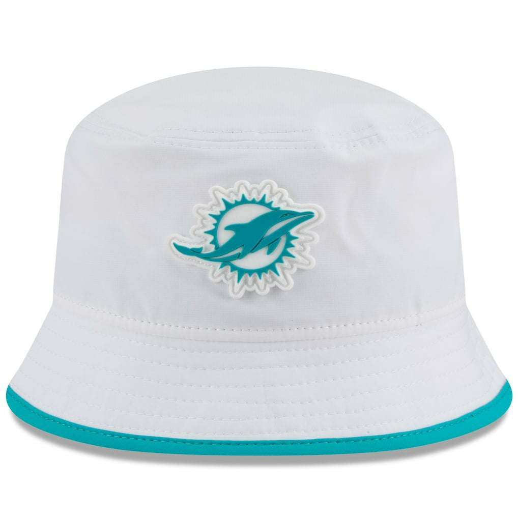Miami Dolphins New Era 2025 NFL Training Camp Stretch Bucket Hat - White Hats