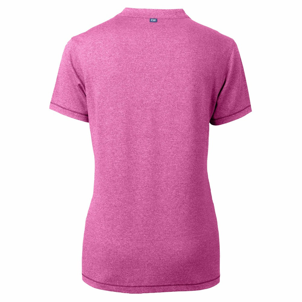 Milwaukee Brewers Cutter & Buck Forge Heathered Stretch Blade Top - Light Pink Tops