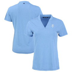 Minnesota Twins Cutter & Buck Forge Heathered Stretch Blade Top - Heather Powder Blue Tops