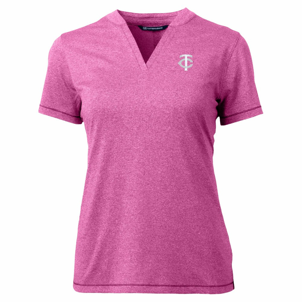 Minnesota Twins Cutter & Buck Forge Heathered Stretch Blade Top - Light Pink Tops