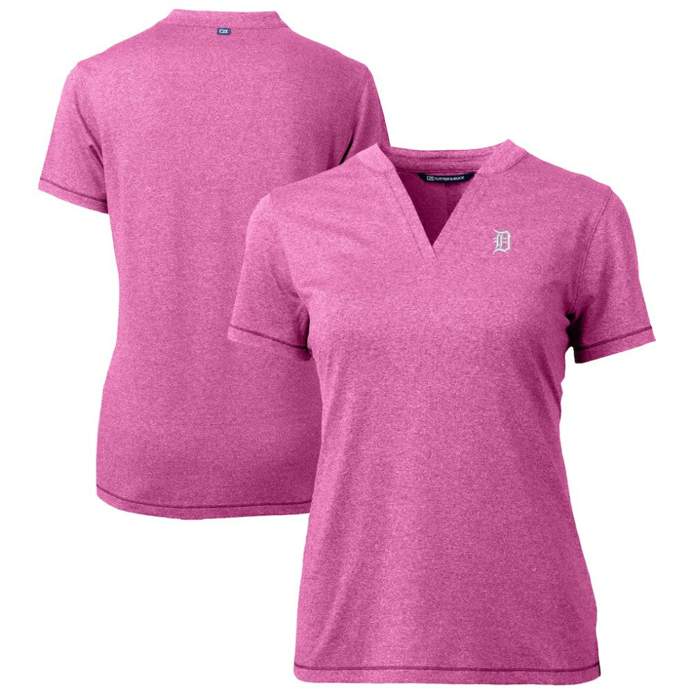 Detroit Tigers Cutter & Buck Forge Heathered Stretch Blade Top - Light Pink Tops
