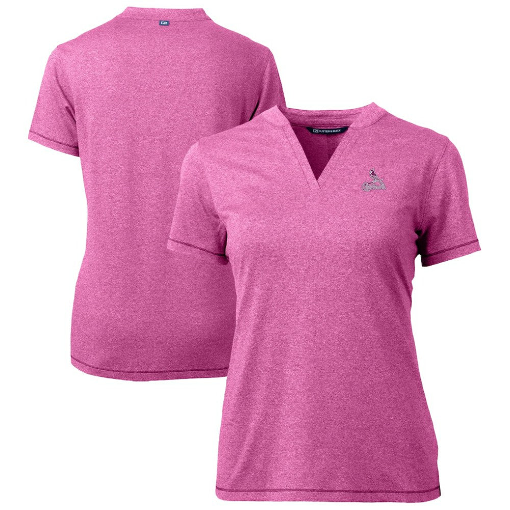 St. Louis Cardinals Cutter & Buck Forge Heathered Stretch Blade Top - Light Pink Tops
