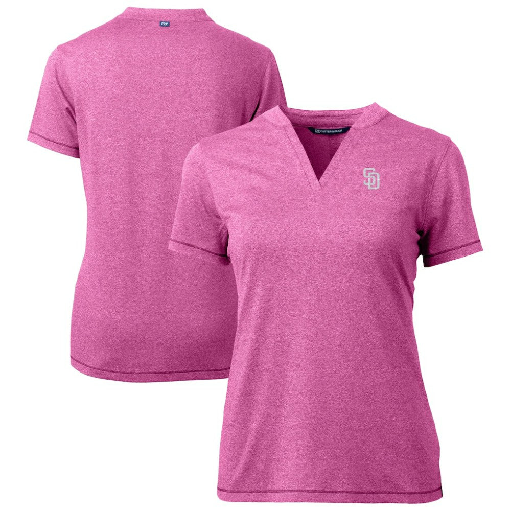 San Diego Padres Cutter & Buck Forge Heathered Stretch Blade Top - Light Pink Tops