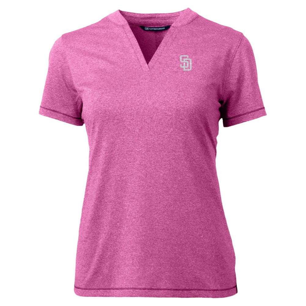 San Diego Padres Cutter & Buck Forge Heathered Stretch Blade Top - Light Pink Tops