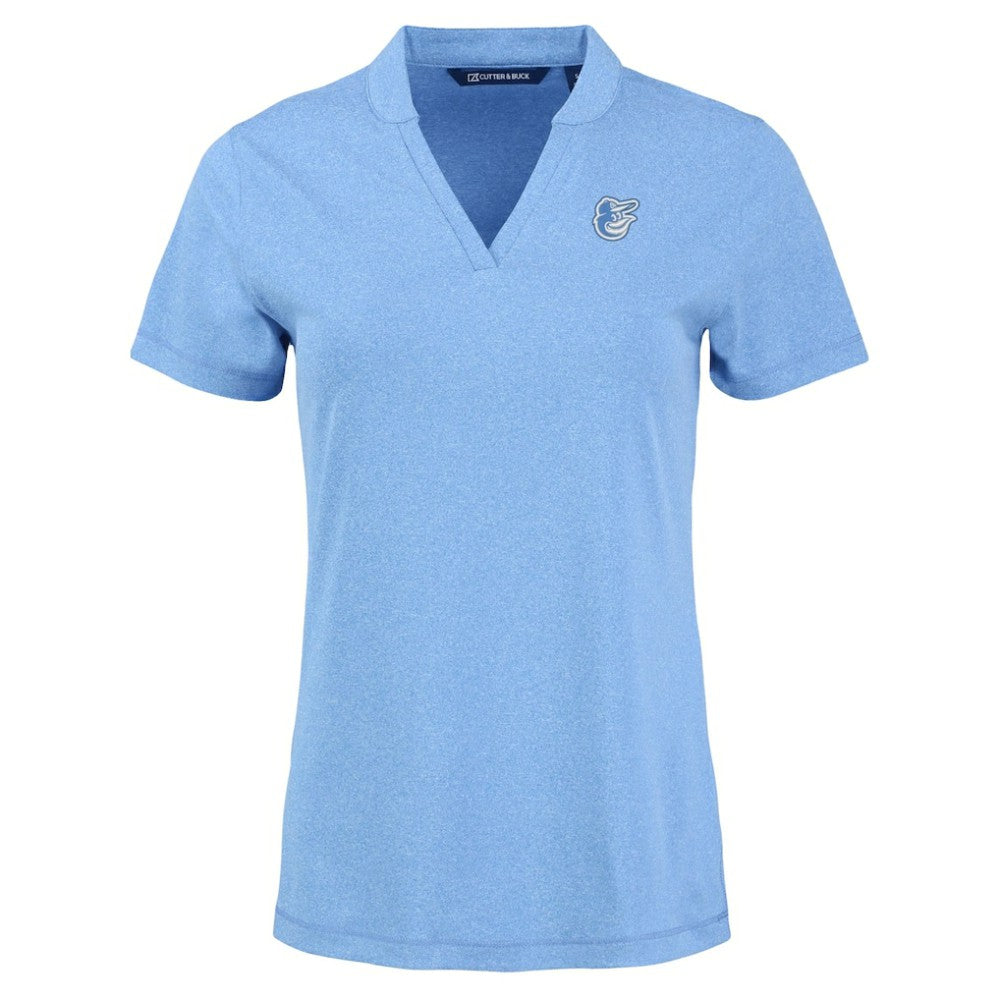 Baltimore Orioles Cutter & Buck Forge Heathered Stretch Blade Top - Heather Powder Blue Tops