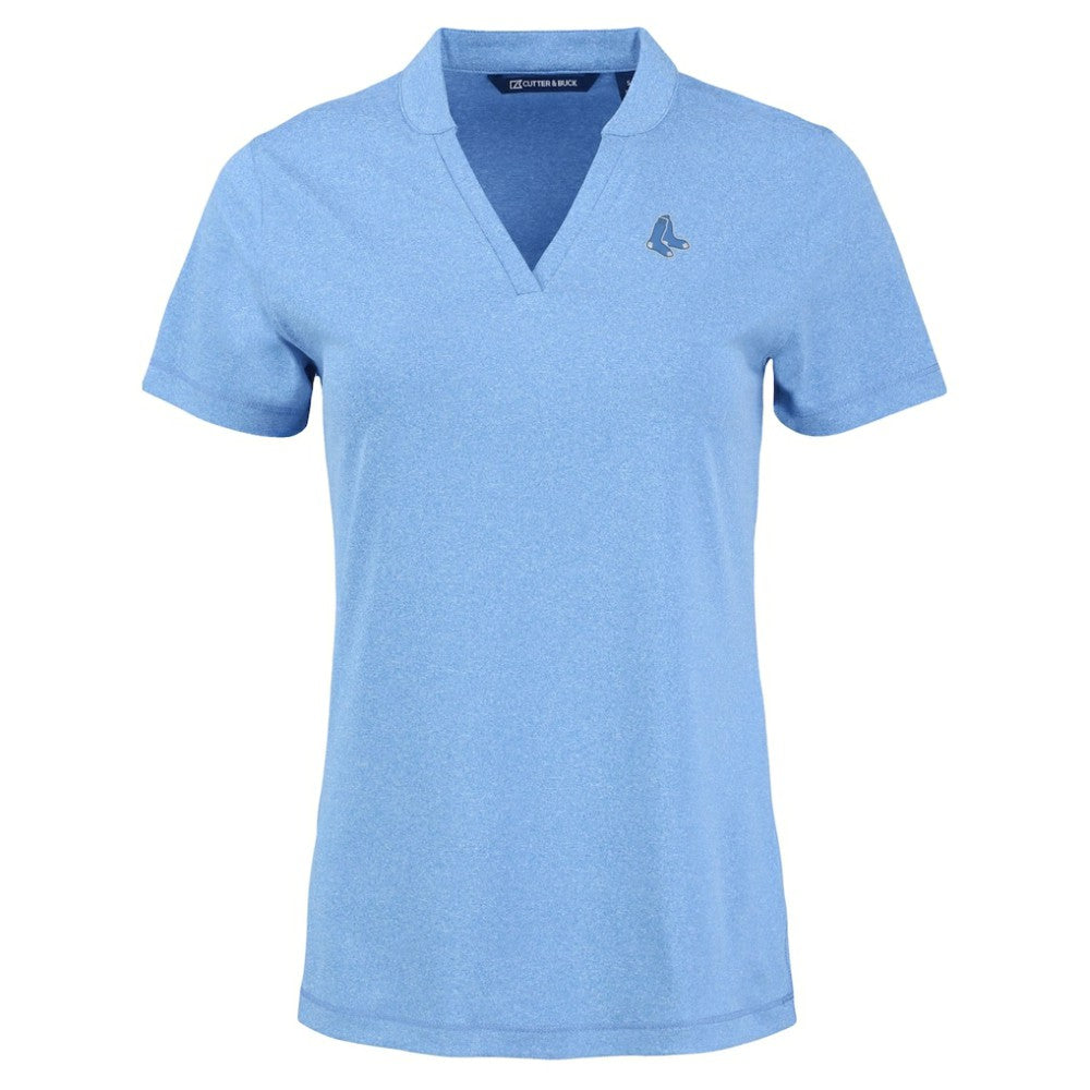 Boston Red Sox Cutter & Buck Forge Heathered Stretch Blade Top - Heather Powder Blue Tops