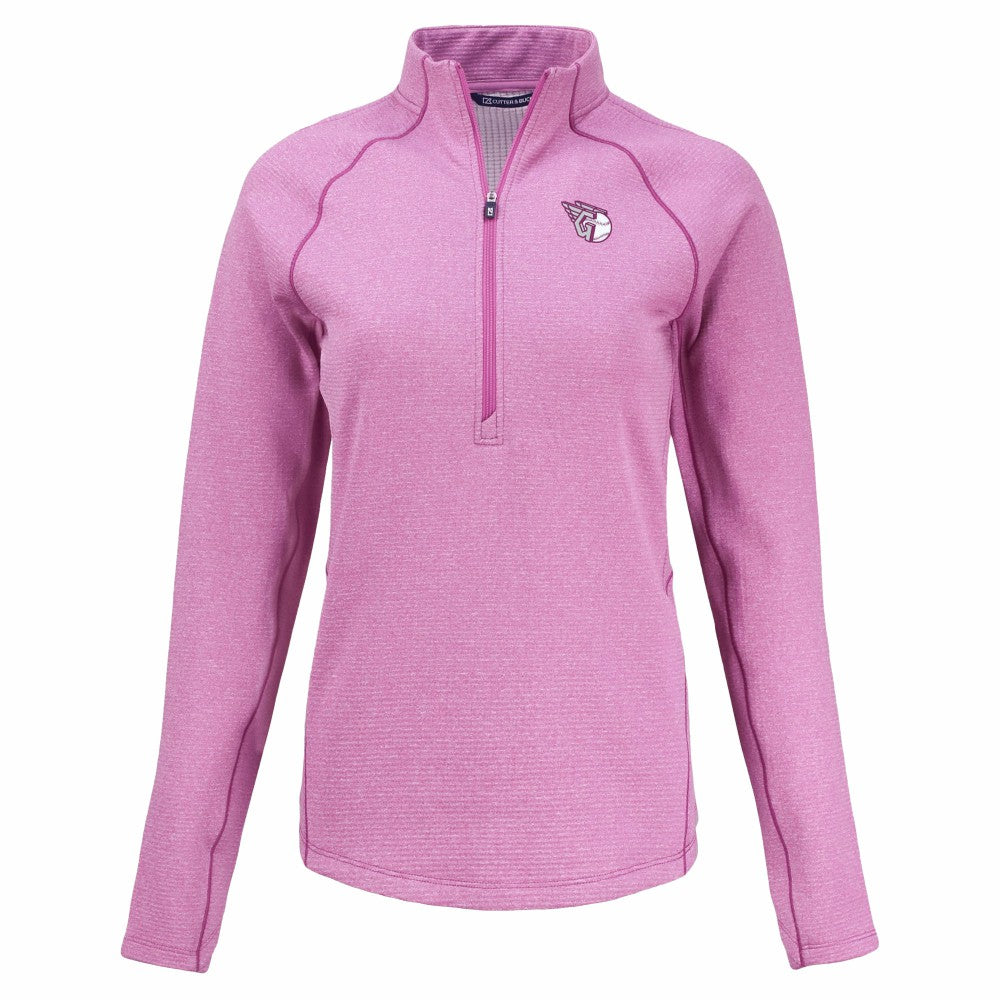 Cleveland Guardians Cutter & Buck Women's Peshastin Eco Fleece Recycled Half-Zip Jacket - Heather Light Pink Jackets