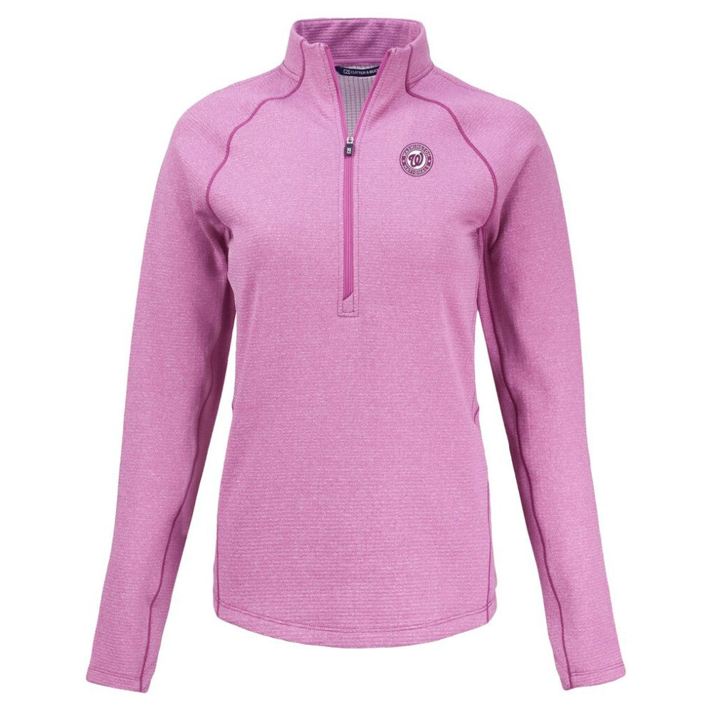 Washington Nationals Cutter & Buck Women's Peshastin Eco Fleece Recycled Half-Zip Jacket - Heather Light Pink Jackets