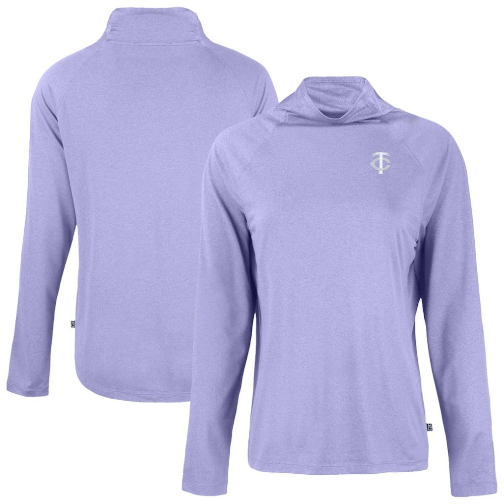 Minnesota Twins Cutter & Buck Women's Coastline Epic Comfort Eco Recycled Funnel Neck Pullover Top - Lavender Pullover
