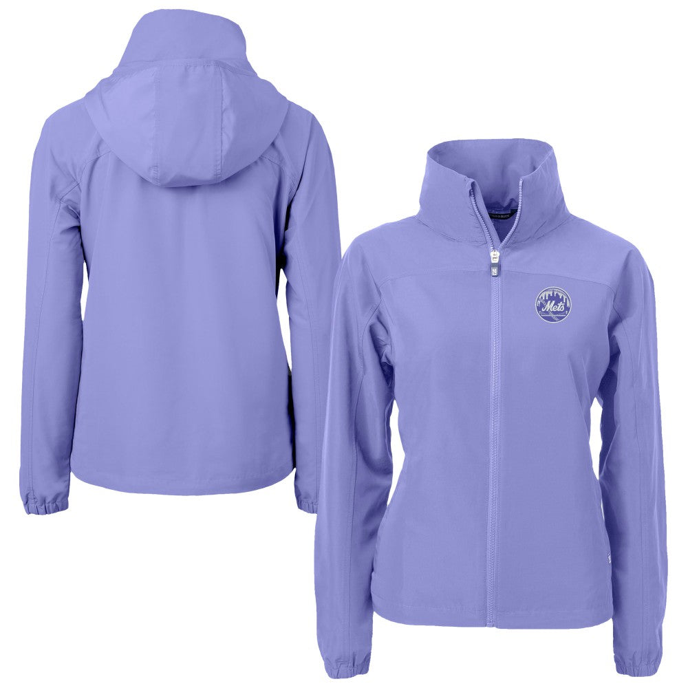 New York Mets Cutter & Buck Women's Charter Eco Recycled Full-Zip Jacket - Lavender Jackets