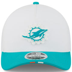 Miami Dolphins New Era Youth 2025 NFL Training Camp A-Frame 9FORTY Adjustable Hat - White/Aqua Hats
