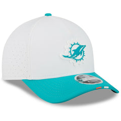 Miami Dolphins New Era Youth 2025 NFL Training Camp A-Frame 9FORTY Adjustable Hat - White/Aqua Hats